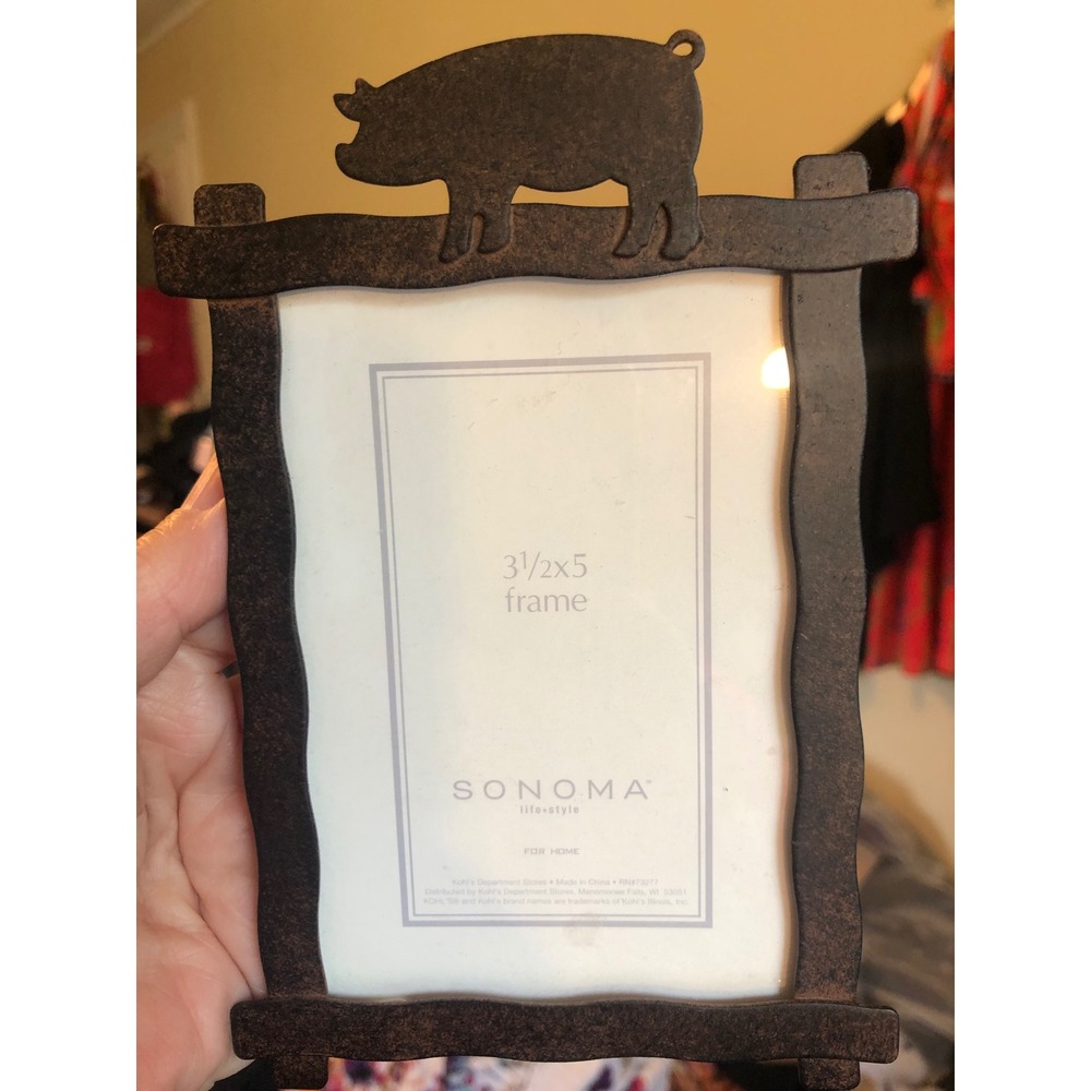 Rustic Metal Pig Picture Frame 3.5x5 Farmhouse Decor Sonoma